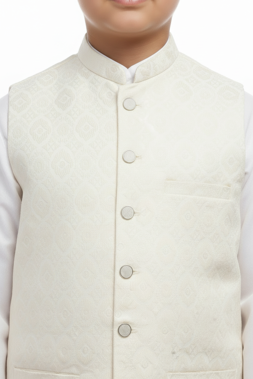 Cream Waistcoat Boy Close-Up