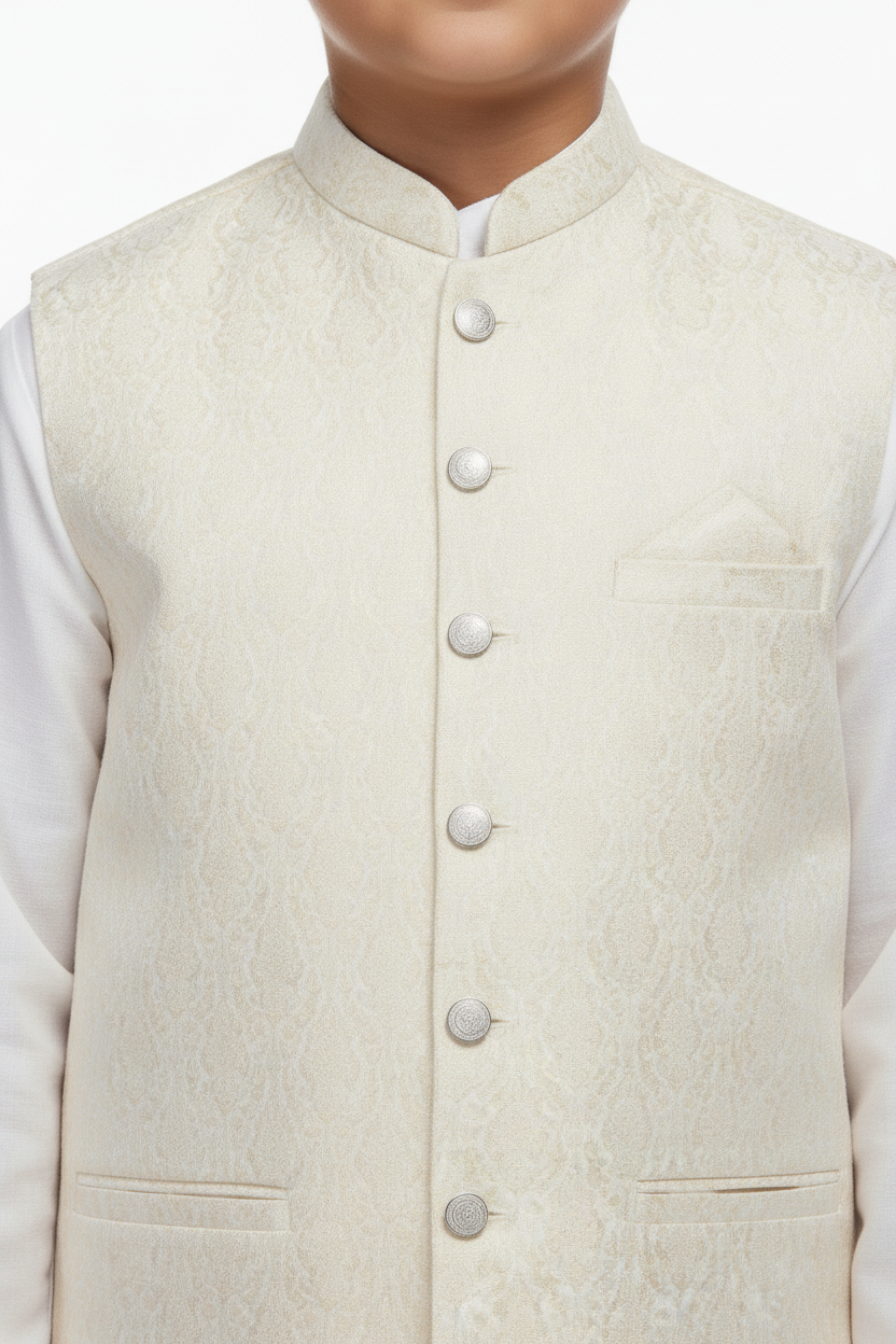 Cream Waistcoat Boy Close-Up
