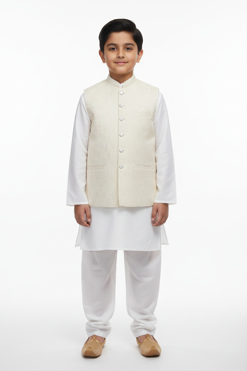 Cream Waistcoat Boy Front
