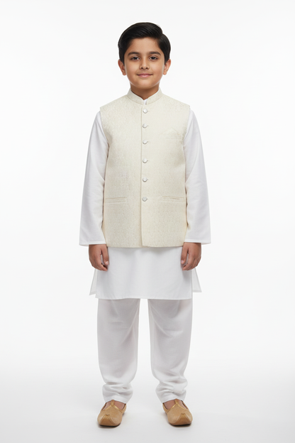 Cream Waistcoat Boy Front