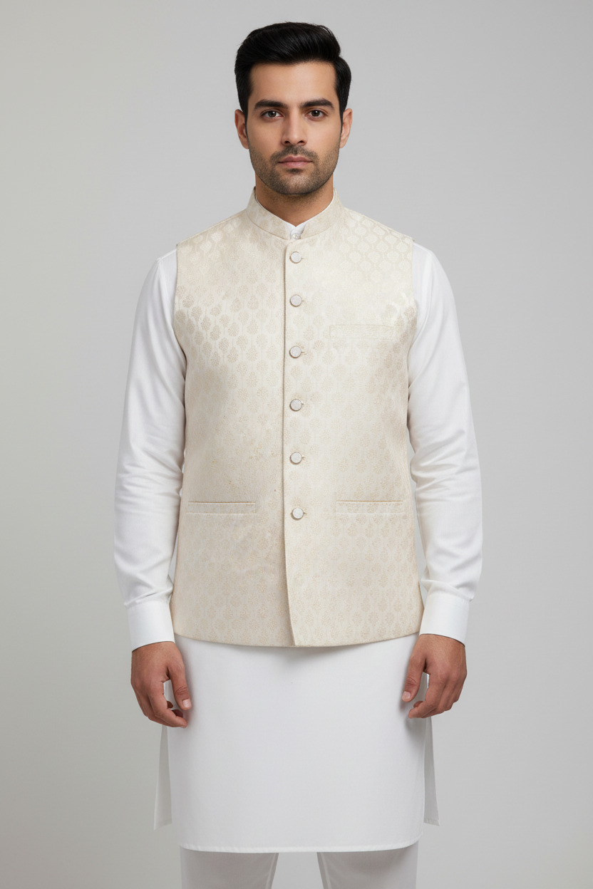 Cream waistcoat full-length