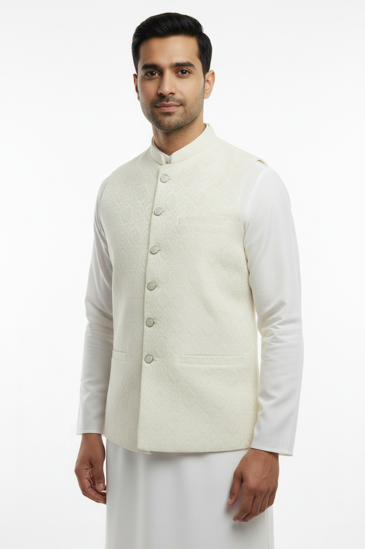 Cream Waistcoat Three-Quarter Pose