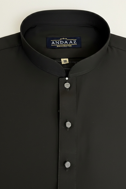Dark Brown Plain Shalwar Kameez - Clean Collar