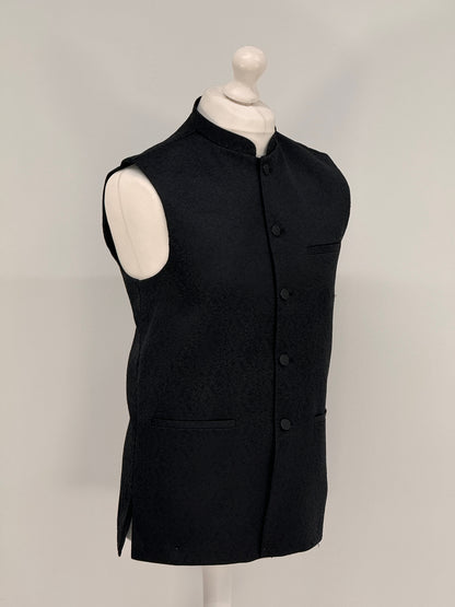 Men's Banarsi Black Waistcoat