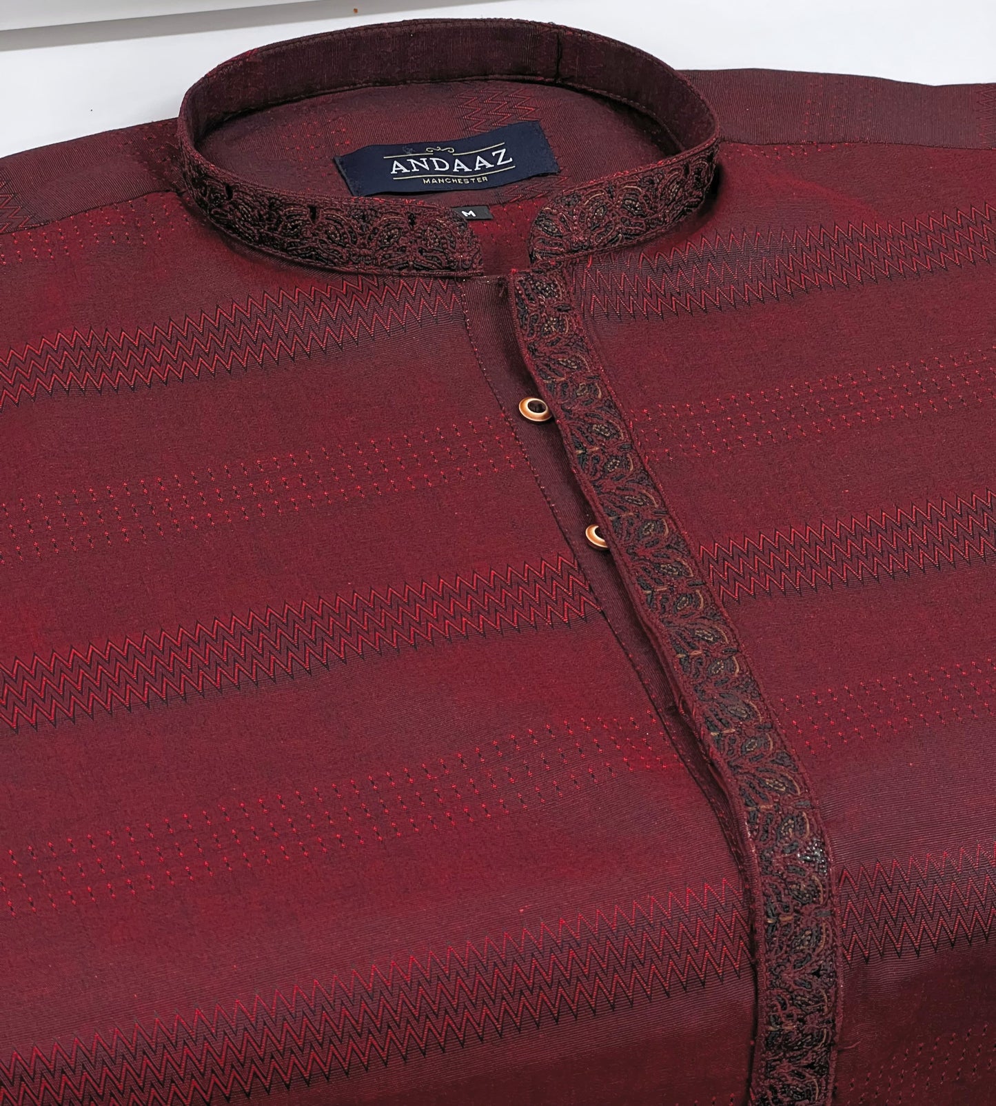 Boys Maroon 2 Kurta with Placket Embroidery