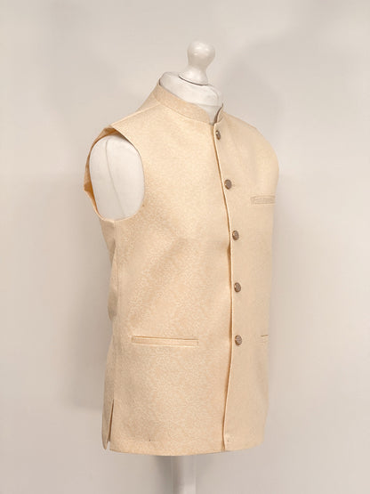 Men's Banarsi Cream Waistcoat