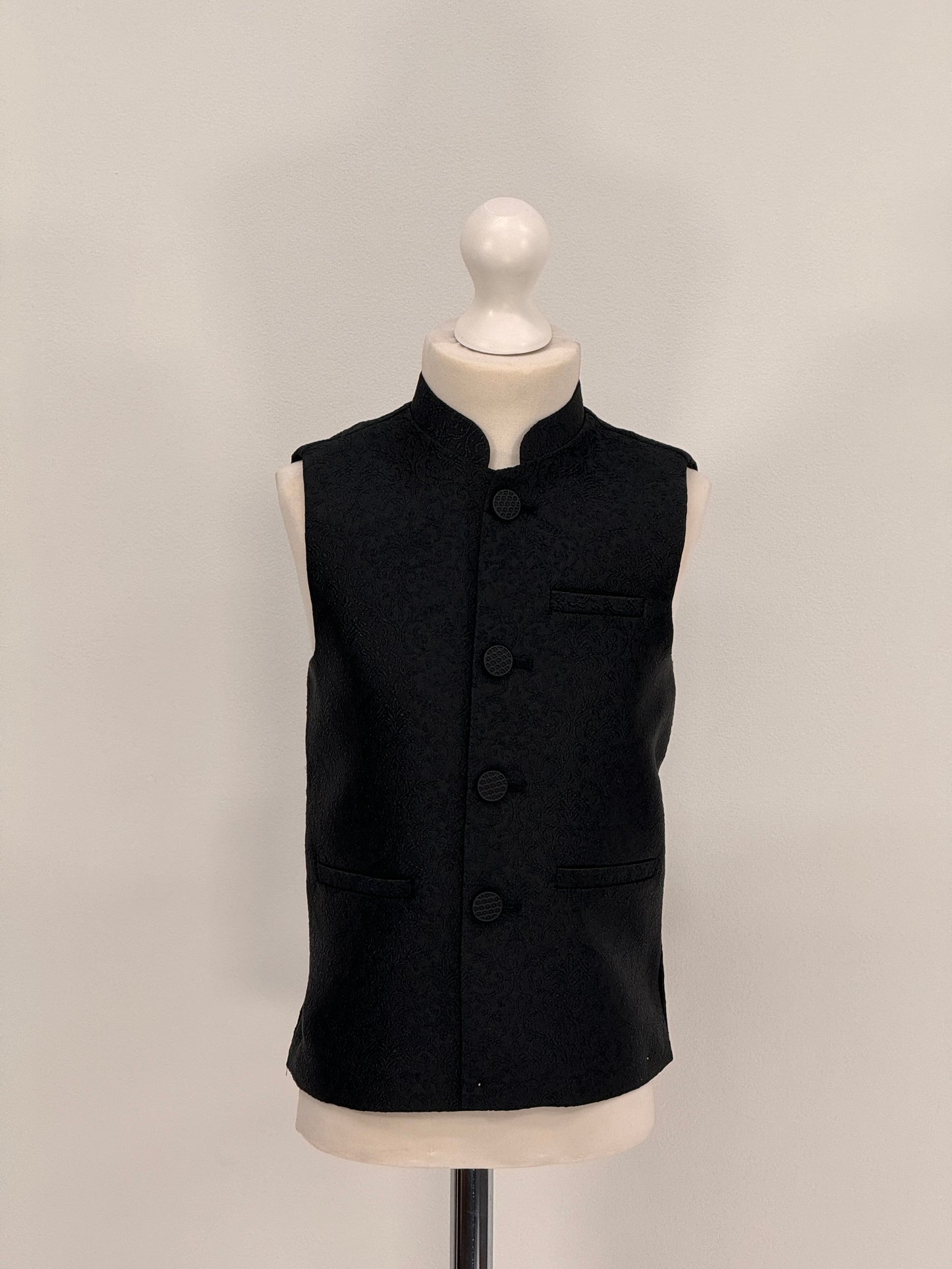 Boys Banarsi Black Waistcoat
