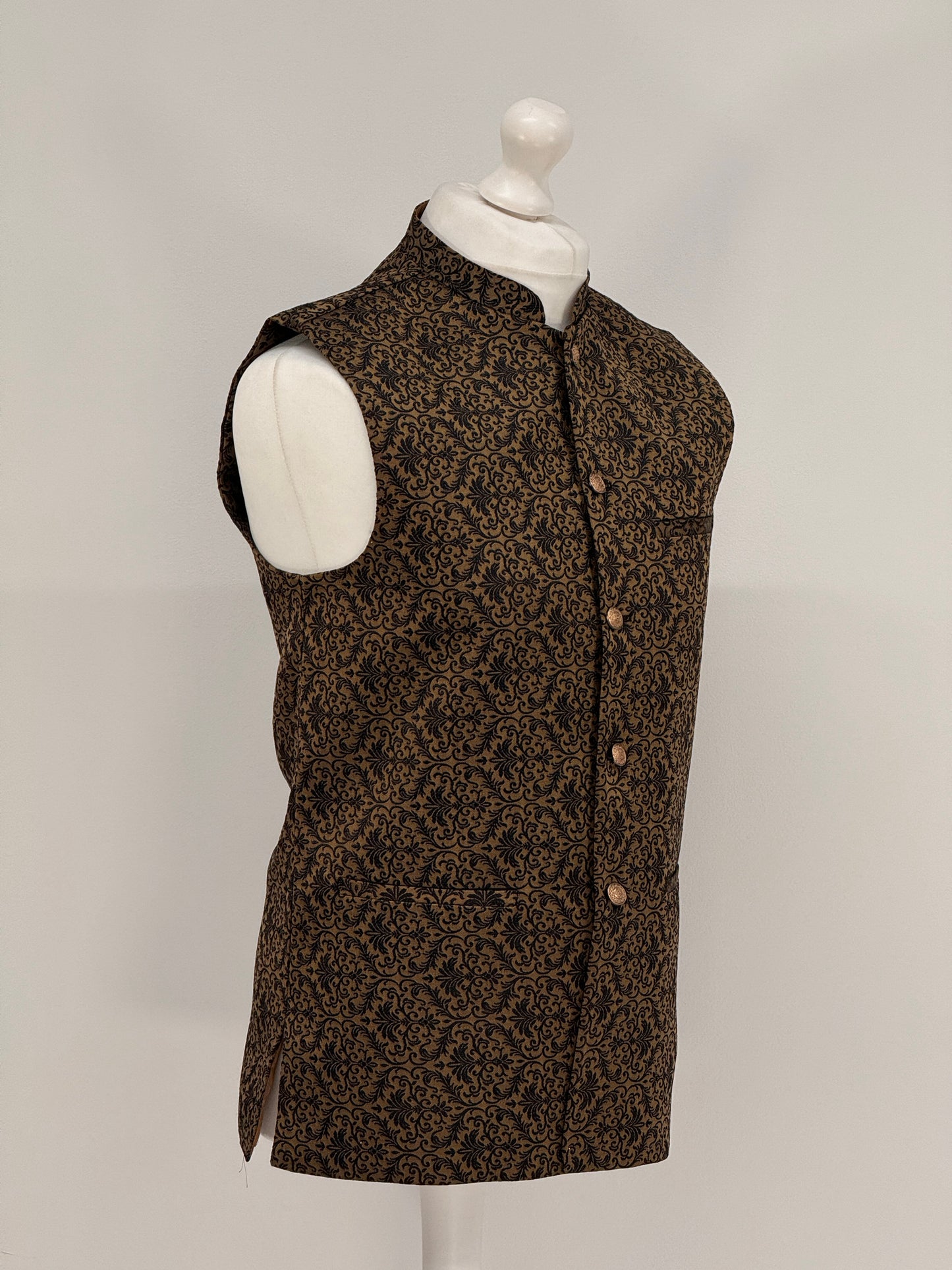 Men's Banarsi Bronze Black Waistcoat