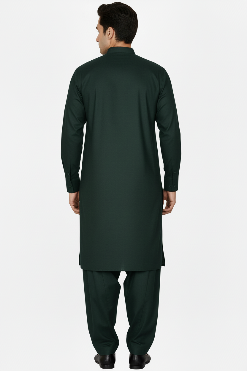 Forest Green Shalwar Kameez - Back View