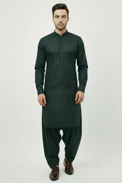 Forest green shalwar kameez front view