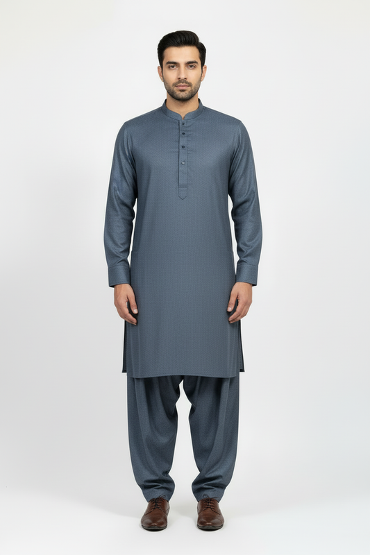 Front view in blue grey matching the back