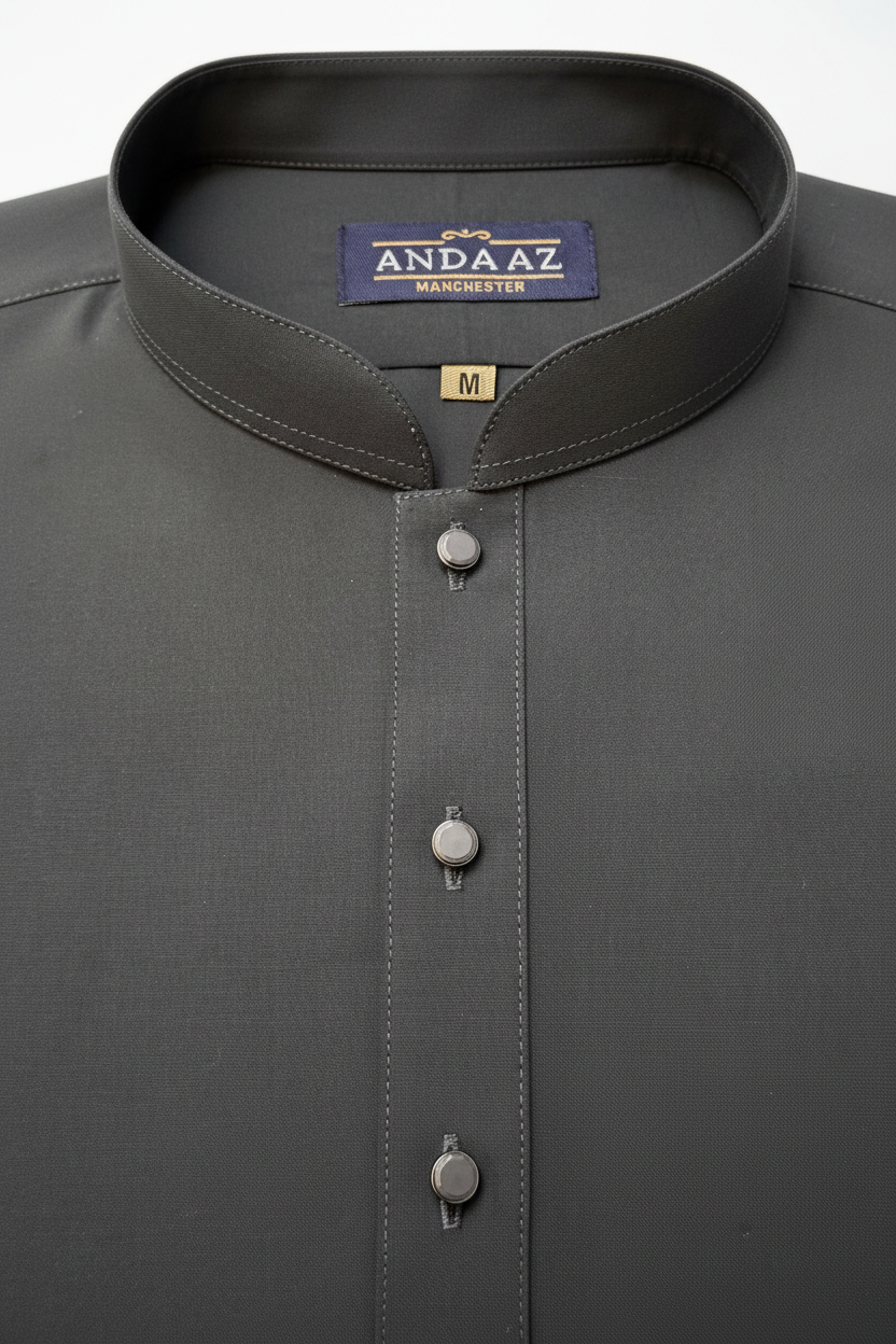 Graphite Grey Kameez Collar Detail