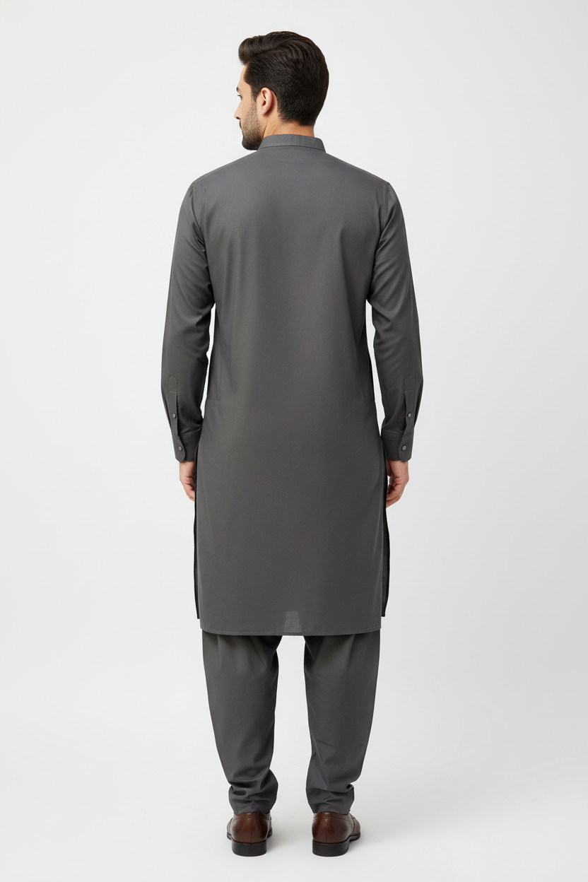 Graphite Grey Shalwar Kameez Back