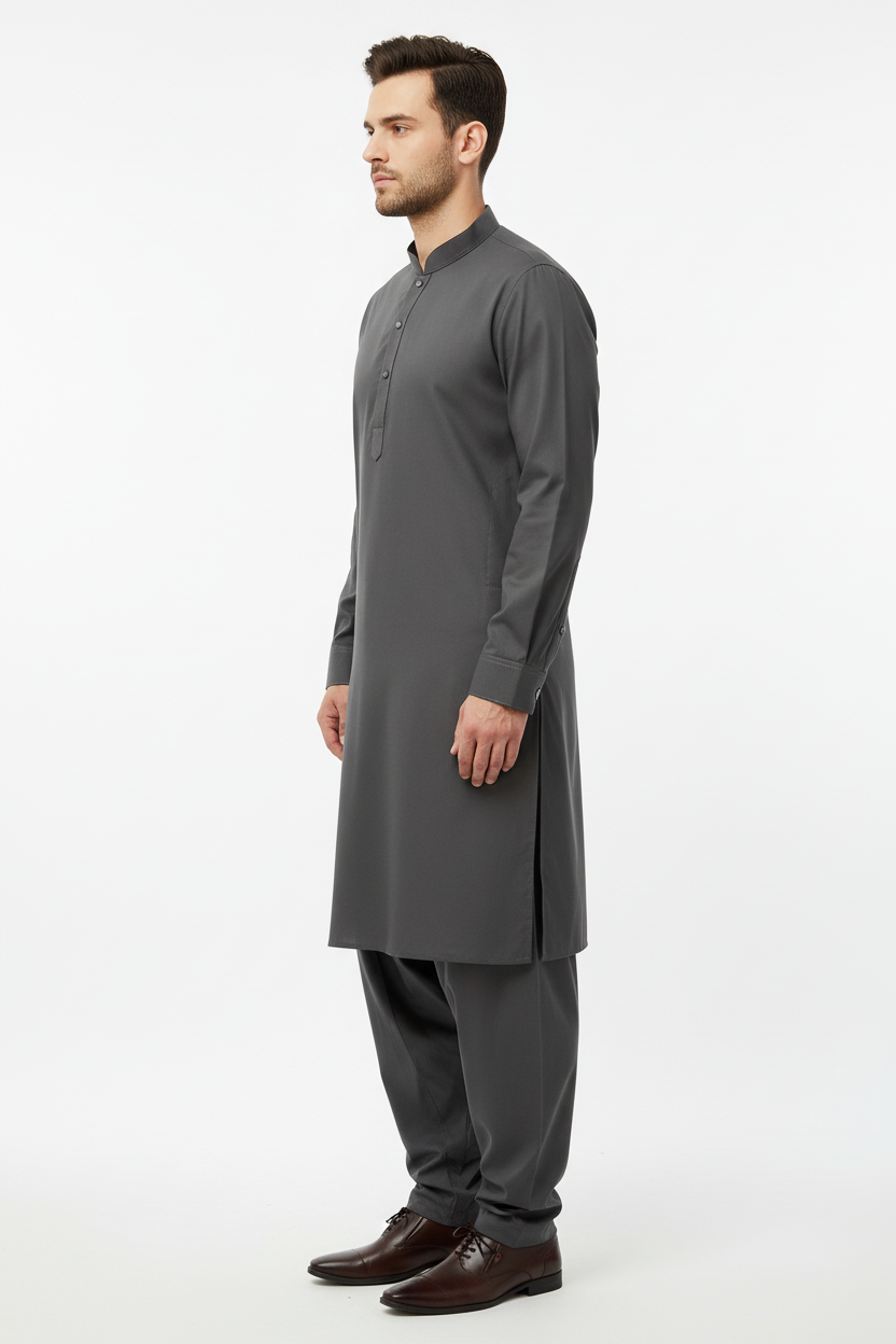 Graphite Grey Shalwar Kameez Side