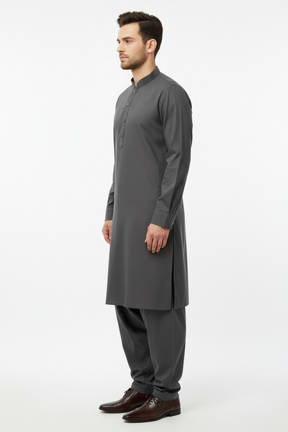 Graphite Grey Shalwar Kameez Side