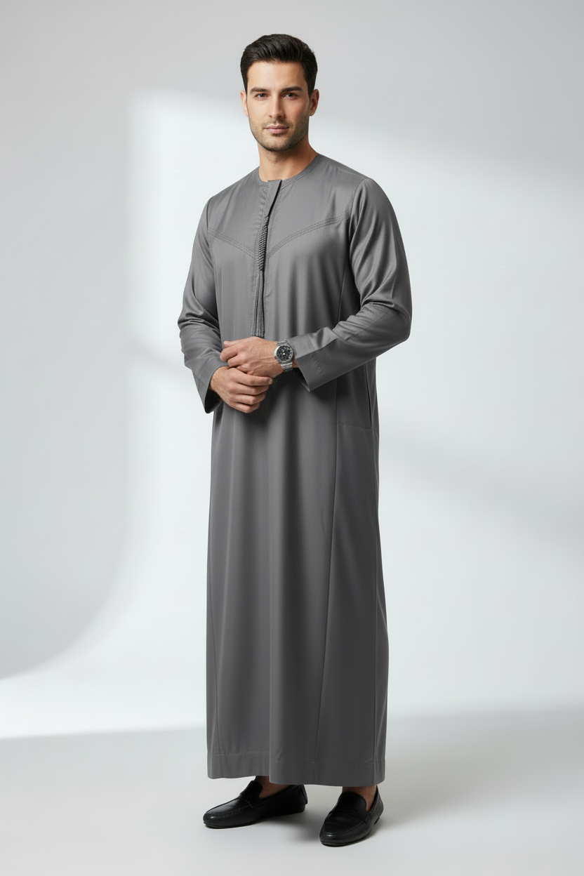 Medium Grey Thobe on Adult Male Model