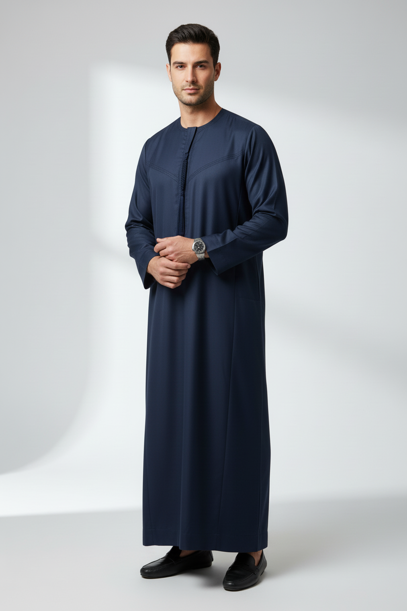 Navy Thobe on Adult Male Model