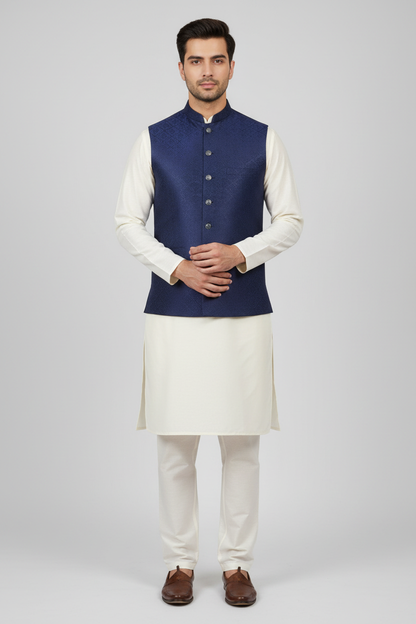 Navy waistcoat full-length