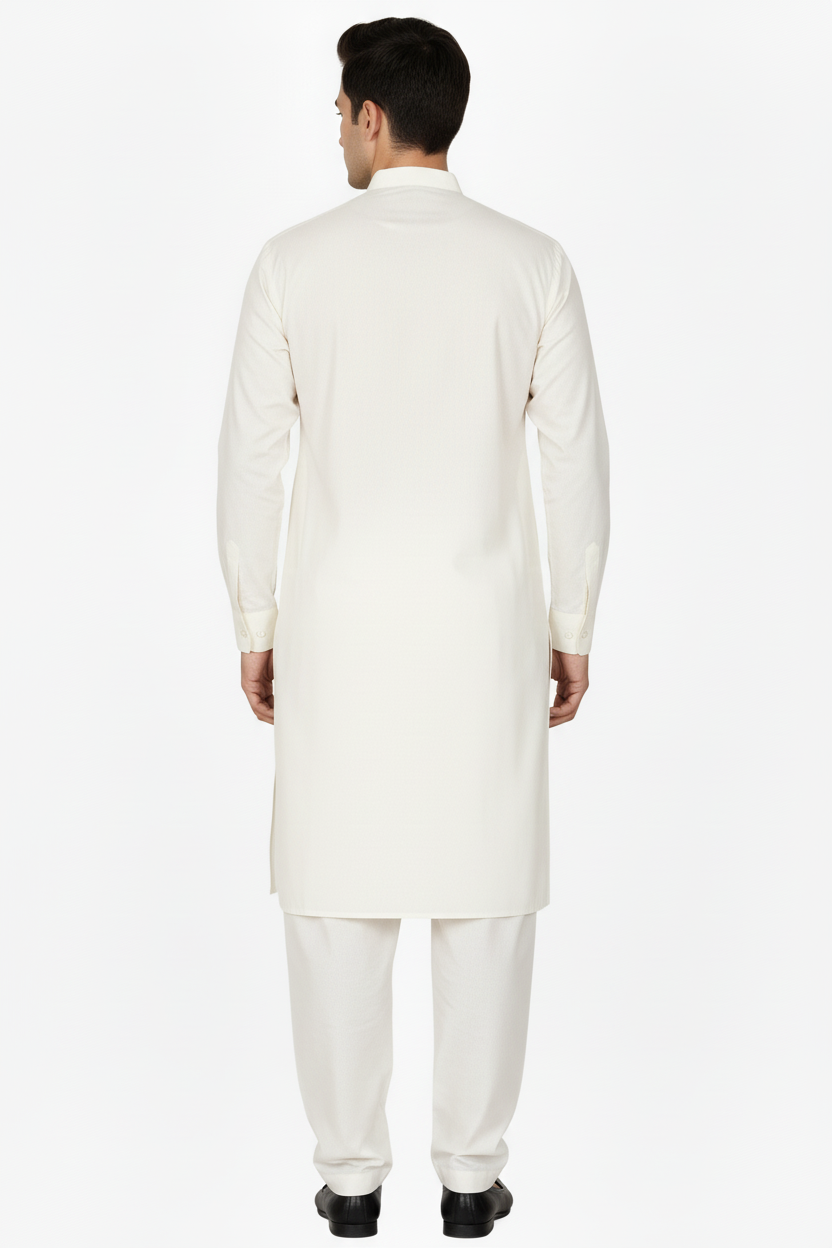 Men's Premium Shalwar Kameez Plain - Off White