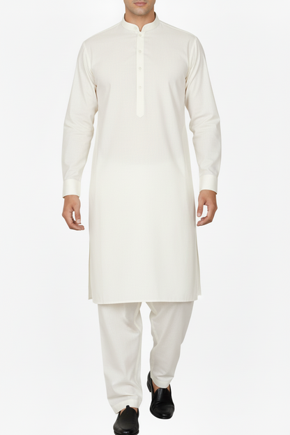 Men's Premium Shalwar Kameez Plain - Off White