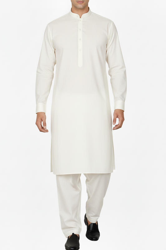 Men's Premium Shalwar Kameez Plain - Off White