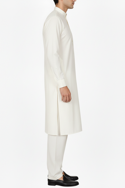 Men's Premium Shalwar Kameez Plain - Off White