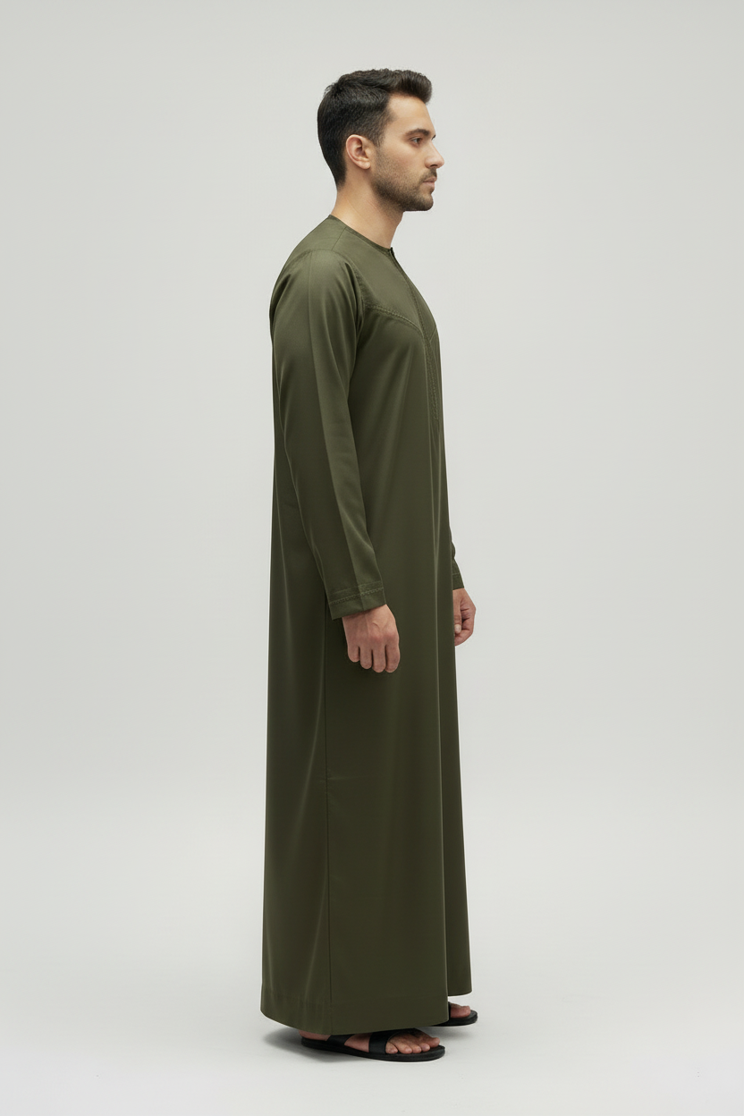 Olive Zayd Thobe Side View - Correct Direction