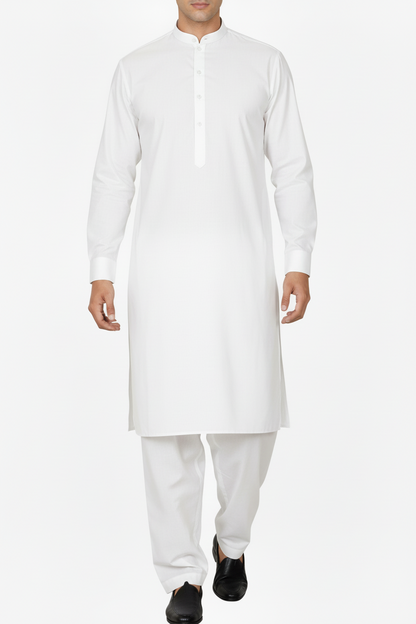 Men's Premium Shalwar Kameez Plain - White