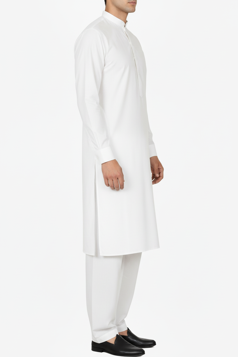 Men's Premium Shalwar Kameez Plain - White